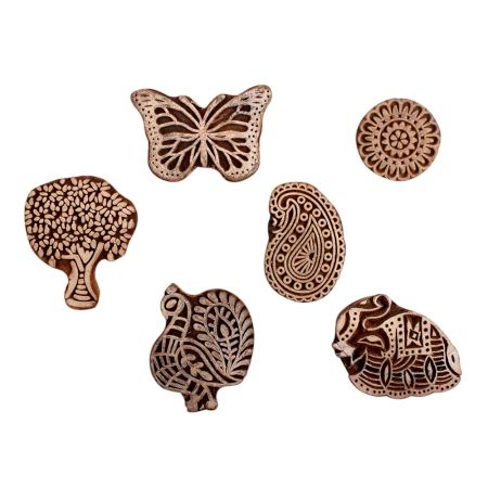 Set of 6 Piece New Mix Wooden Printing Block